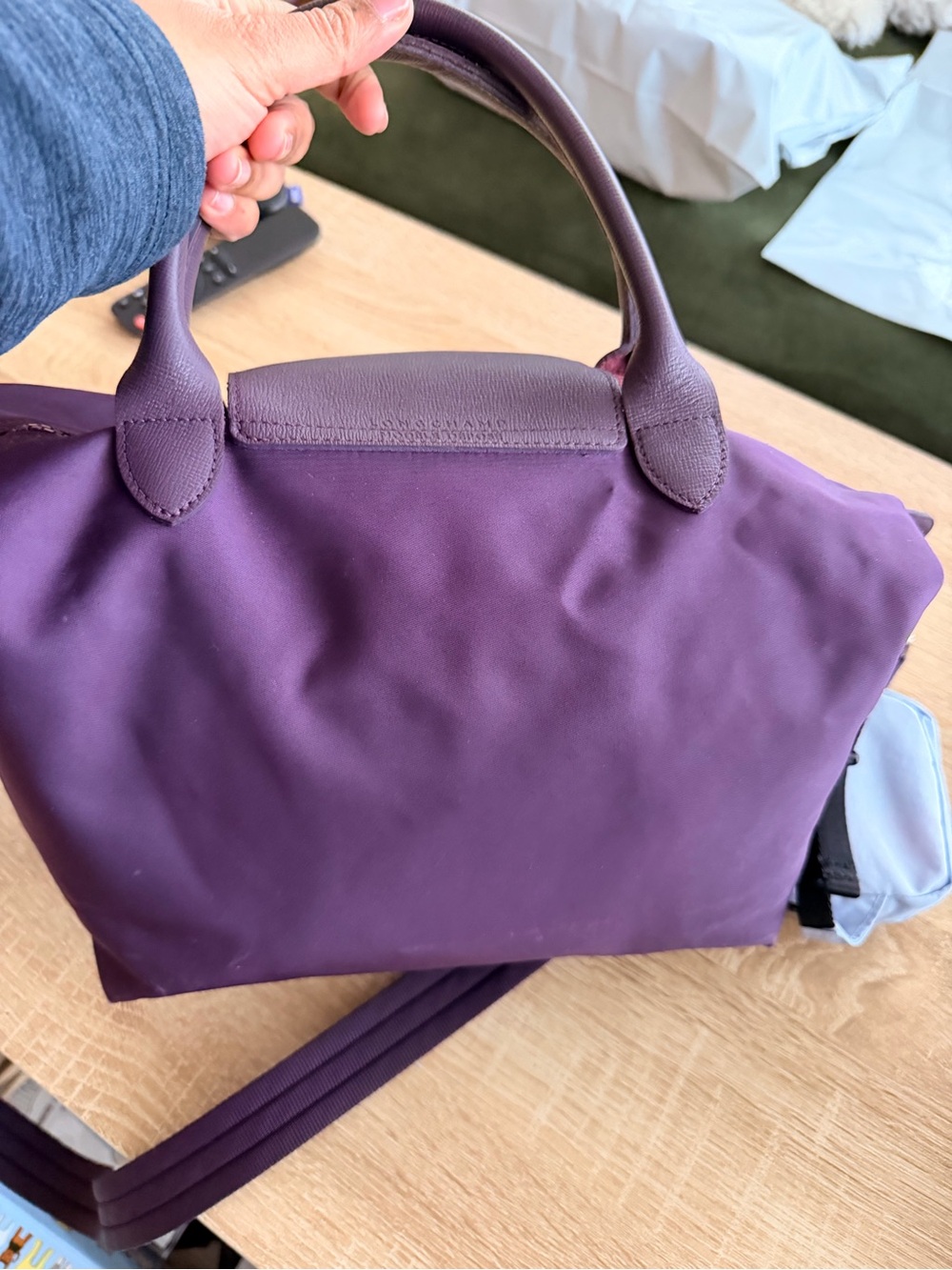 Longchamp Crossbody Le Pliage Nylon Bag - Plum - Picture 6 of 8